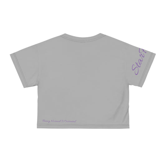 Flower Skull Grey #1 Crop Tee