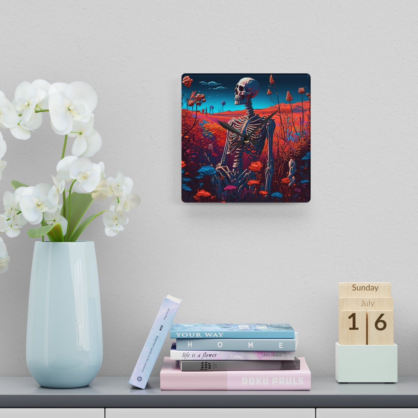 Day Dreamer Skeleton Acrylic Wall Clock