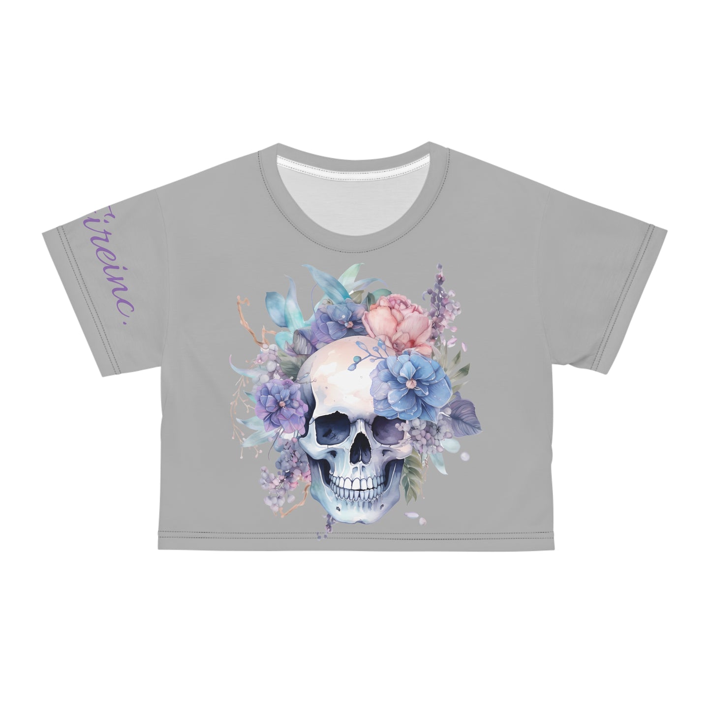 Flower Skull Grey #1 Crop Tee