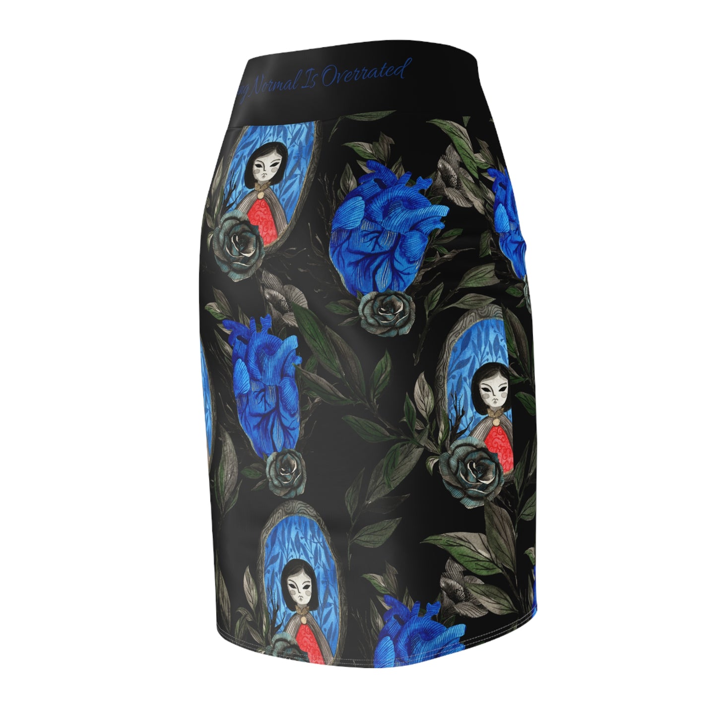 Blue Heart Women's Pencil Skirt (AOP)