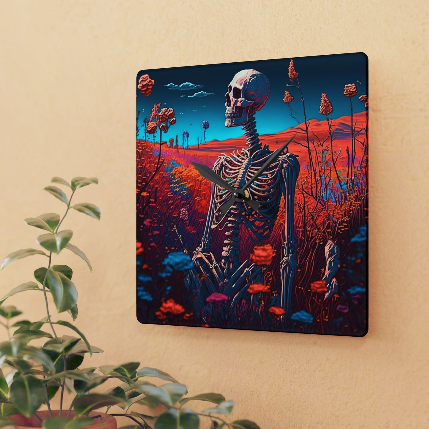 Day Dreamer Skeleton Acrylic Wall Clock