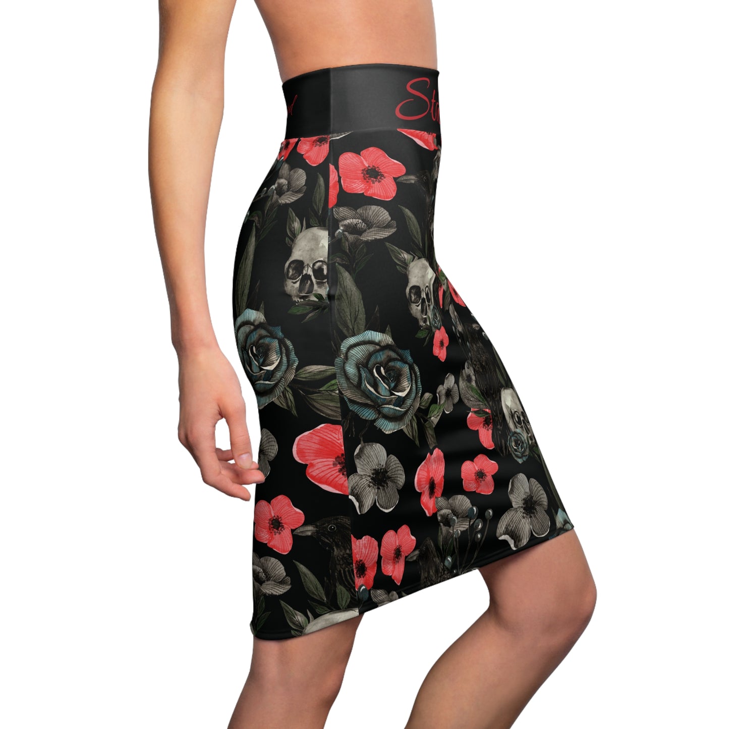 Skulls & Poppys Women's Pencil Skirt (AOP)