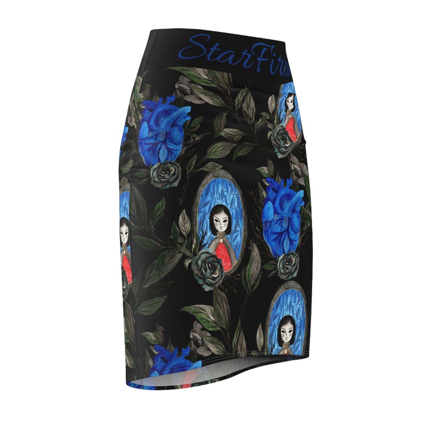 Blue Heart Women's Pencil Skirt (AOP)