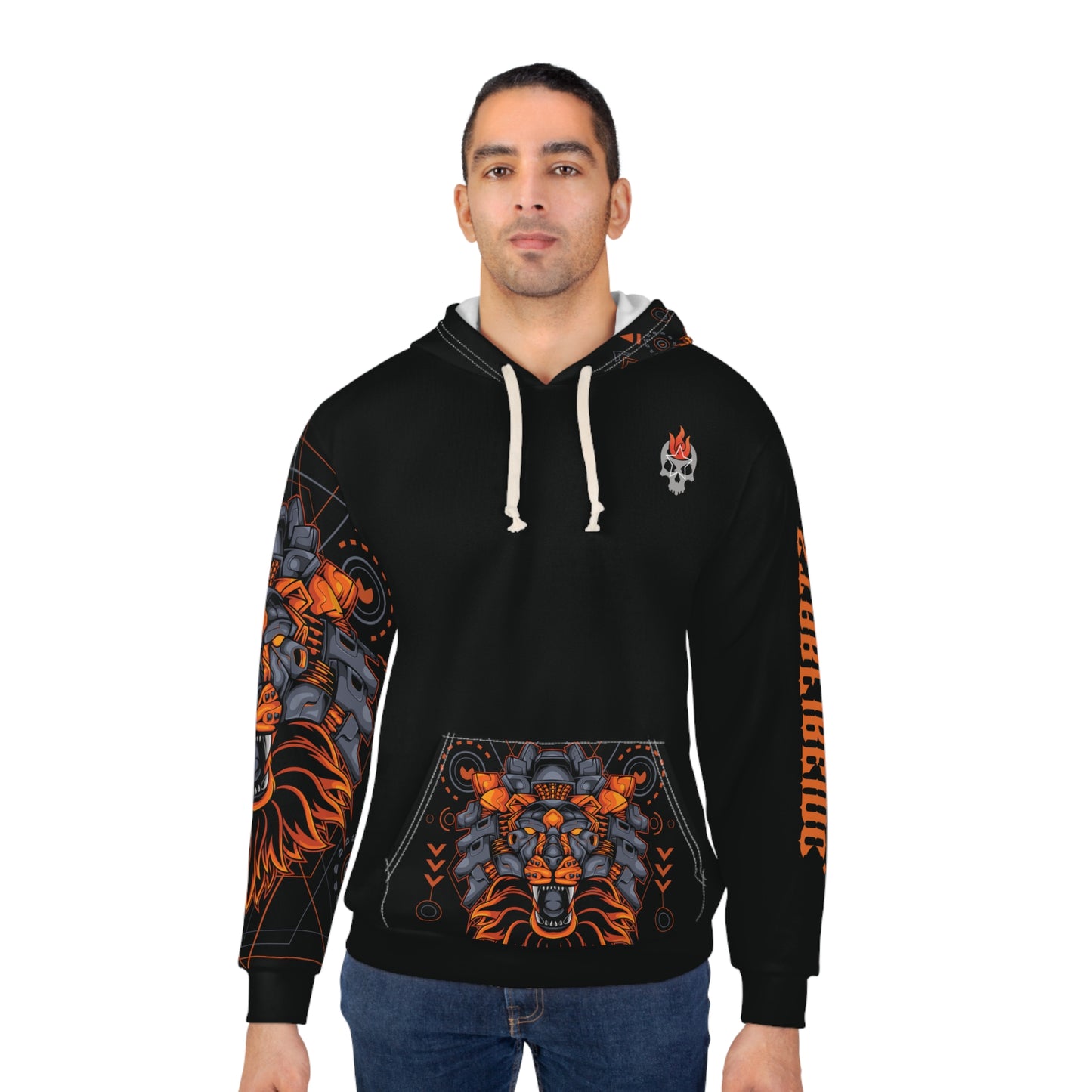 Lion Mecha Cyberpunk Pullover AOP Hoodie