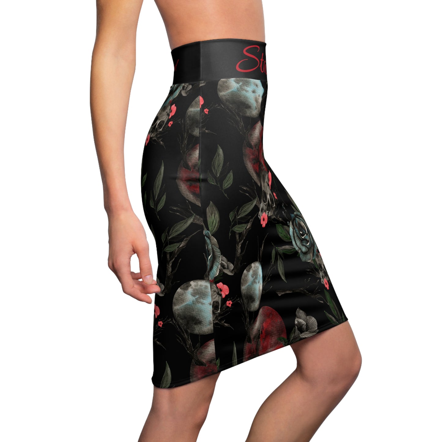 Red Dead Moon Rising Women's Pencil Skirt (AOP)