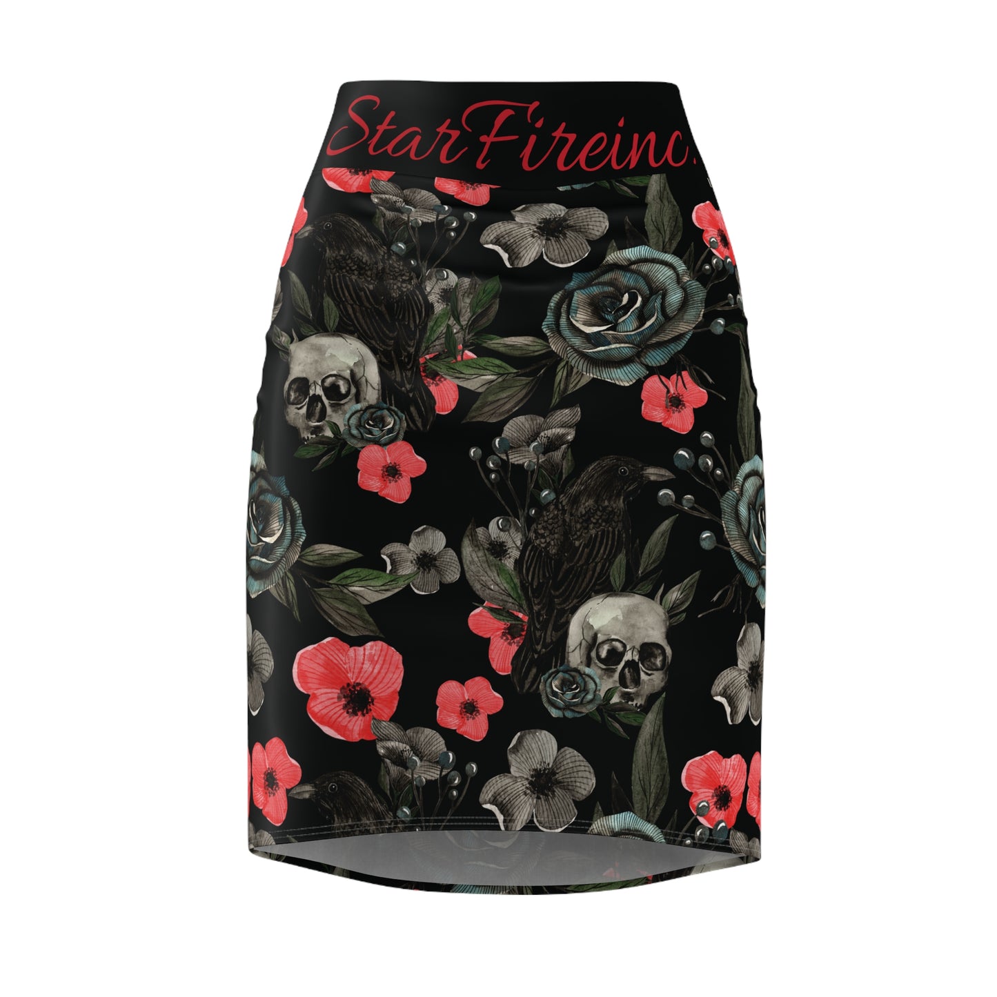 Skulls & Poppys Women's Pencil Skirt (AOP)