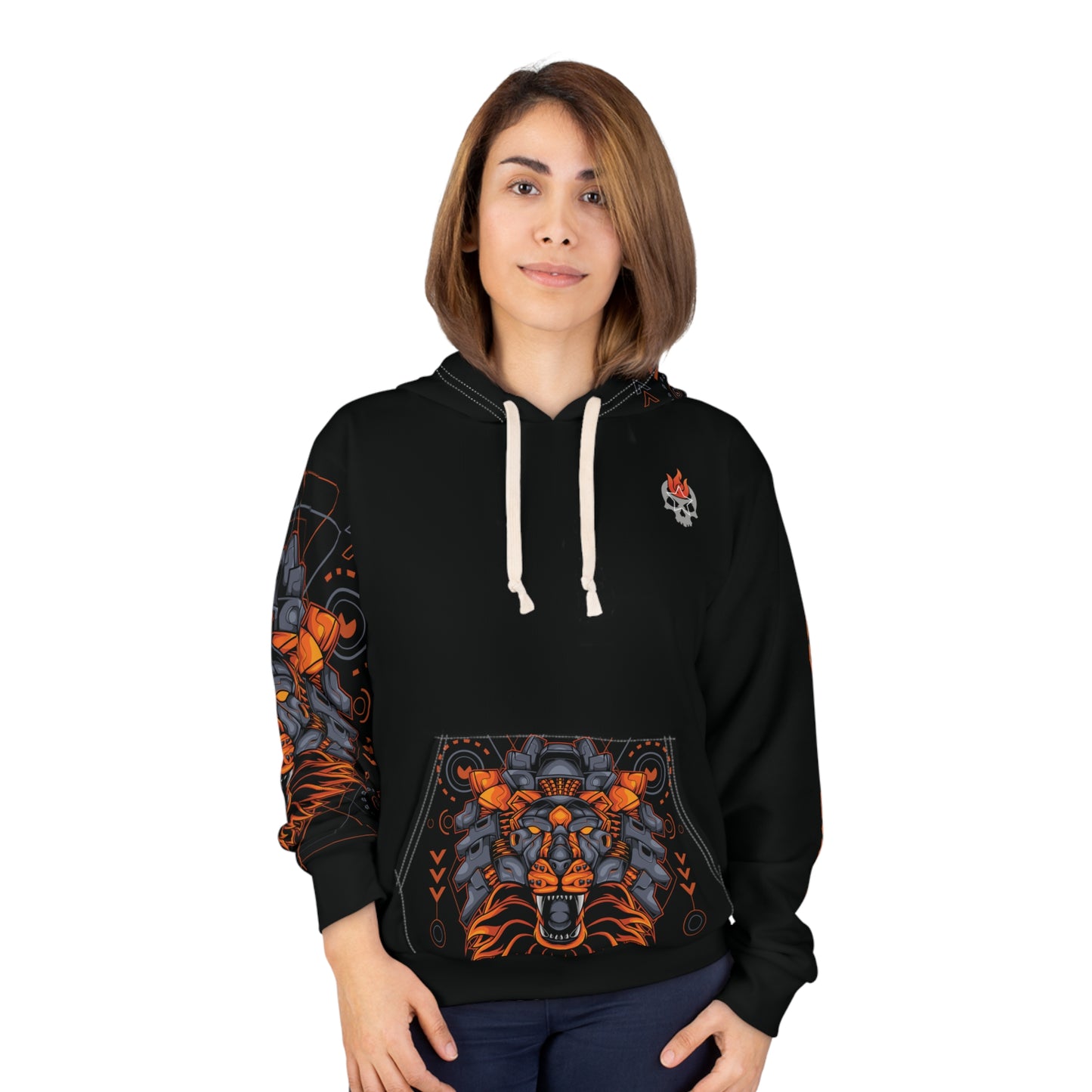 Lion Mecha Cyberpunk Pullover AOP Hoodie