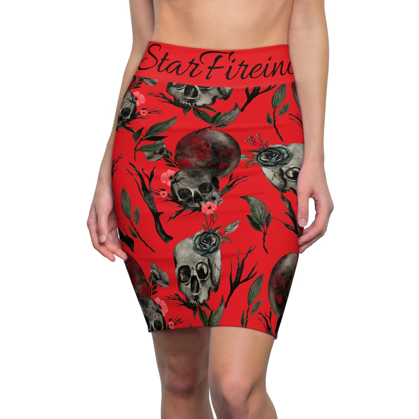 Blood Moon Rising #2 Red Women's Pencil Skirt (AOP)