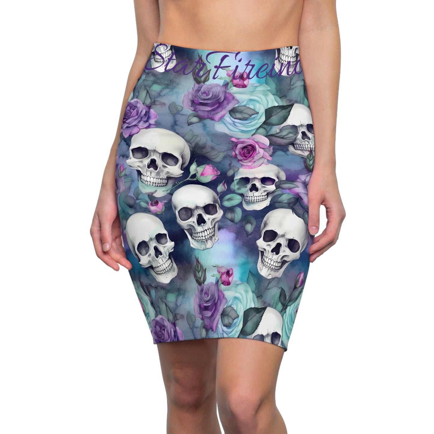 Pastel Goth Summer Skulls # 1 Women's Pencil Skirt